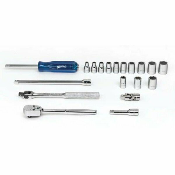 Williams Socket/Tool Set, 19 Pieces, 6-Point, 1/4 Inch Dr JHWWSM-19HF